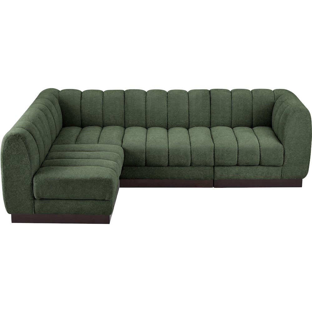 Quinn Green Chenille Fabric Modular Sectional