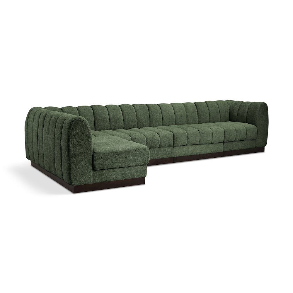 Quinn Green Chenille Fabric Modular Sectional