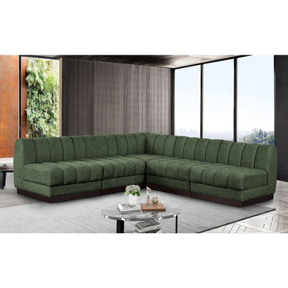 Quinn Green Chenille Fabric Modular Sectional