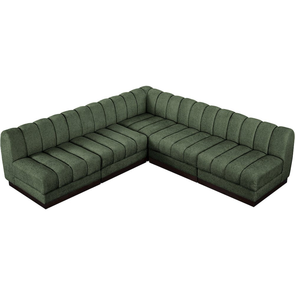 Quinn Green Chenille Fabric Modular Sectional