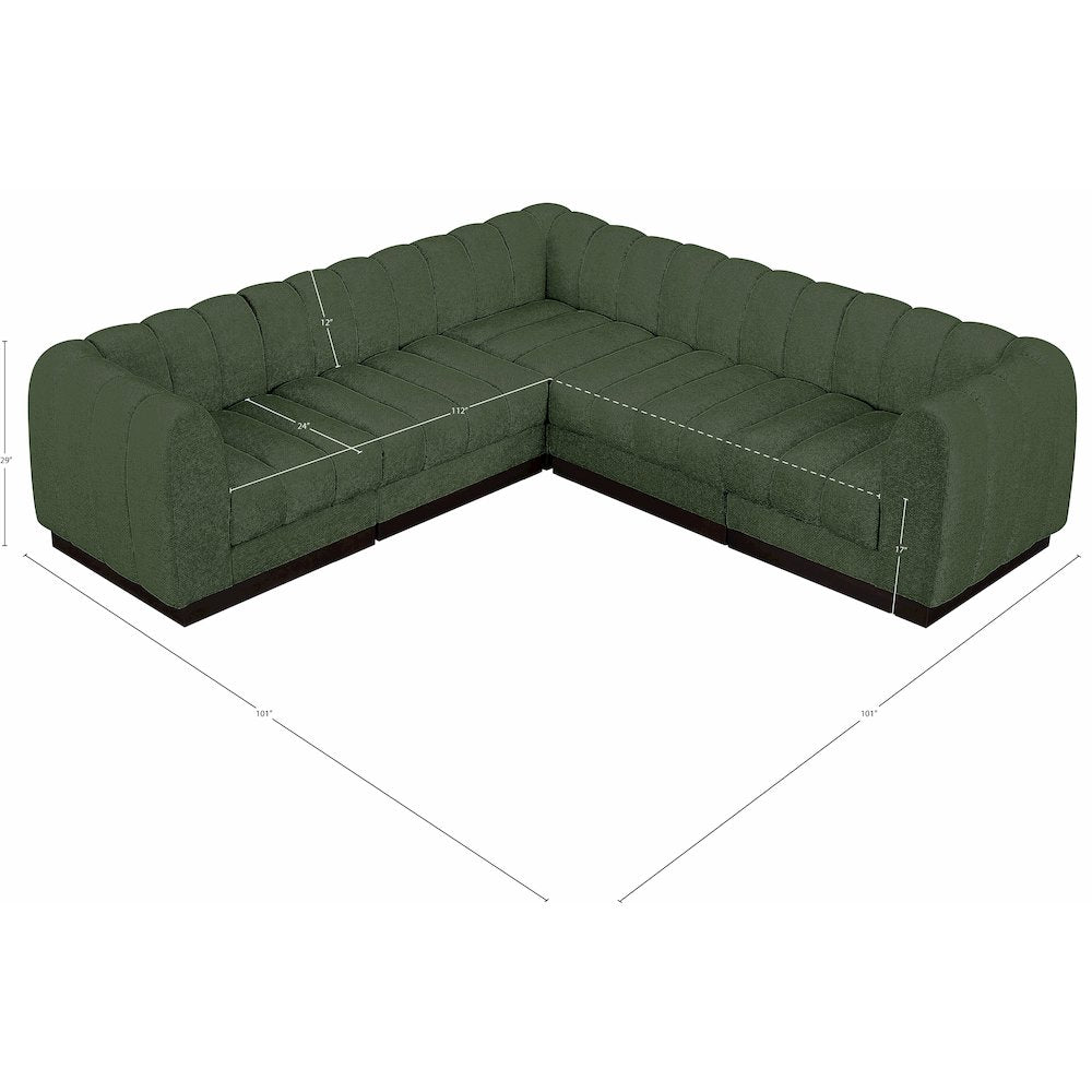 Quinn Green Chenille Fabric Modular Sectional