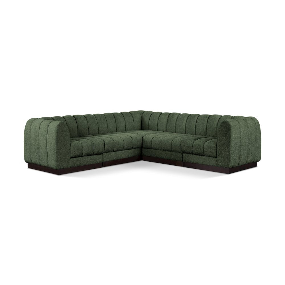 Quinn Green Chenille Fabric Modular Sectional