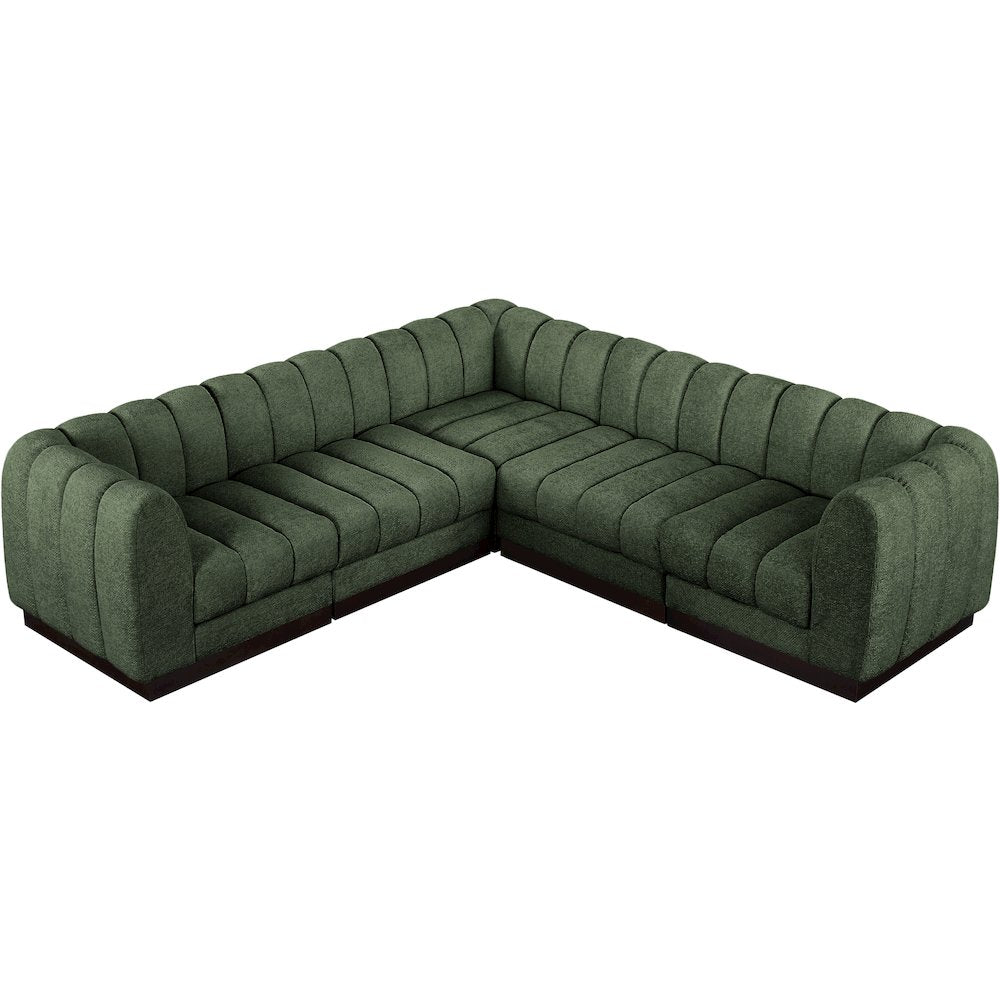 Quinn Green Chenille Fabric Modular Sectional