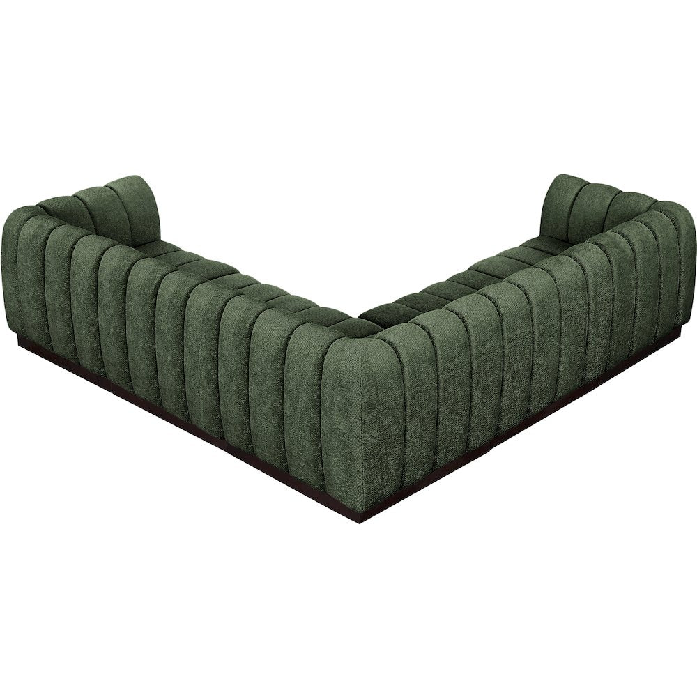 Quinn Green Chenille Fabric Modular Sectional