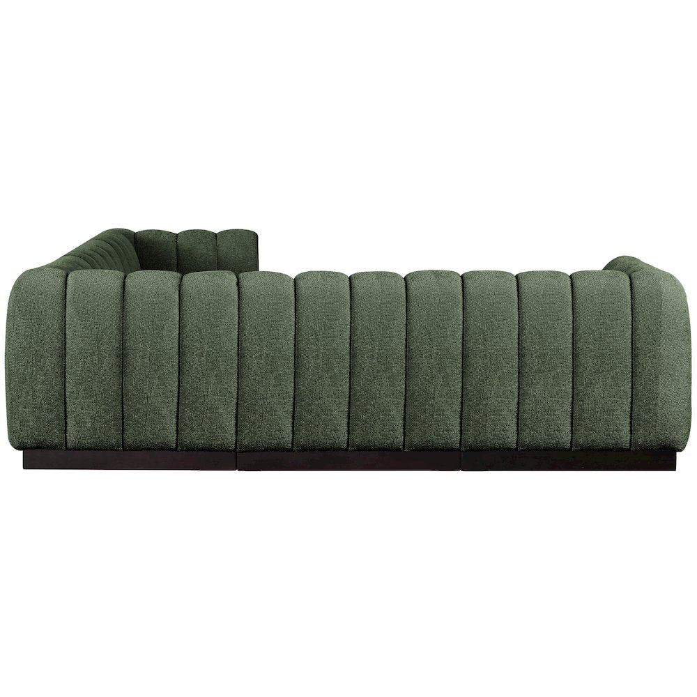 Quinn Green Chenille Fabric Modular Sectional