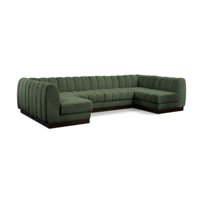 Quinn Green Chenille Fabric Modular Sectional