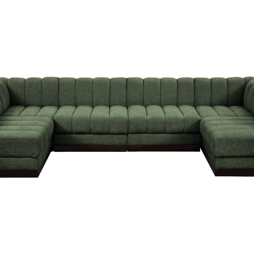 Quinn Green Chenille Fabric Modular Sectional