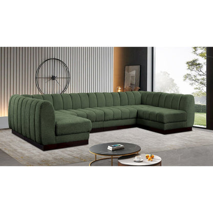 Quinn Green Chenille Fabric Modular Sectional