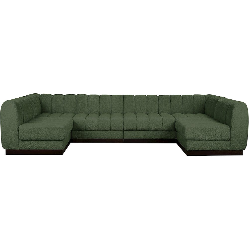 Quinn Green Chenille Fabric Modular Sectional