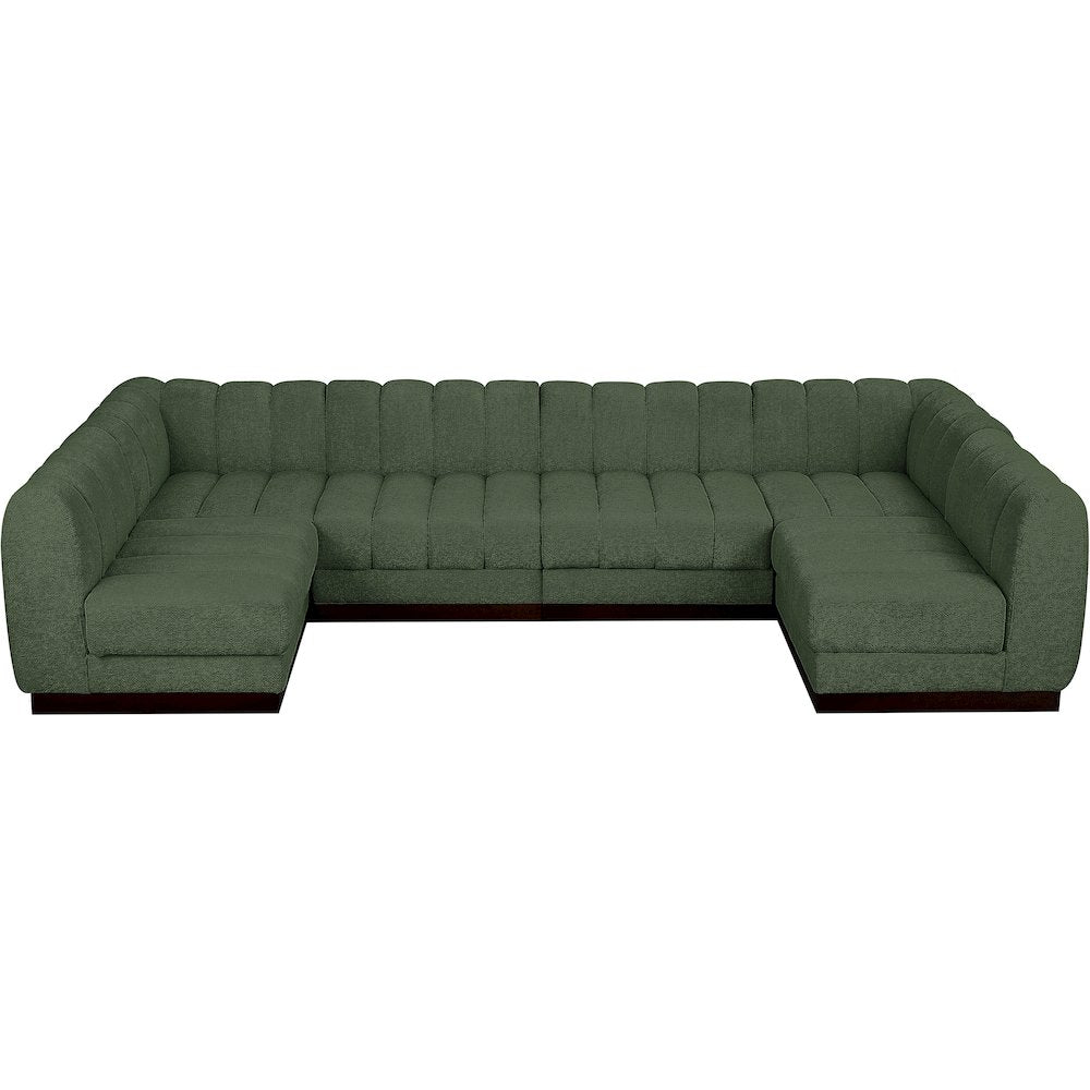 Quinn Green Chenille Fabric Modular Sectional