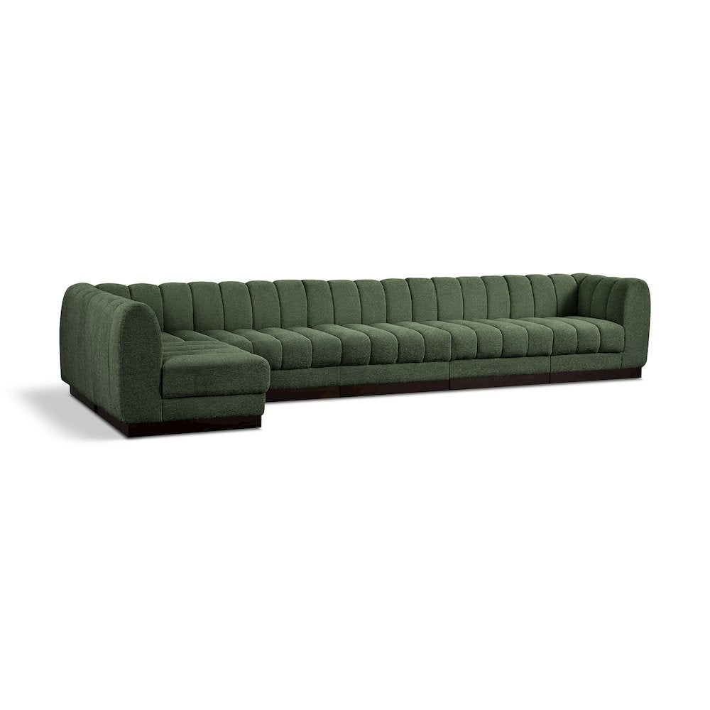 Quinn Green Chenille Fabric Modular Sectional