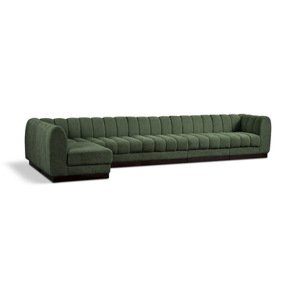 Quinn Green Chenille Fabric Modular Sectional