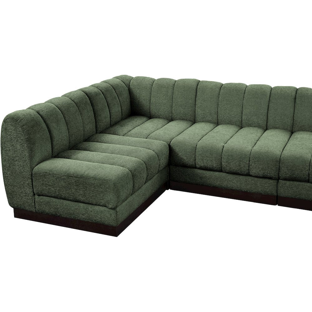 Quinn Green Chenille Fabric Modular Sectional