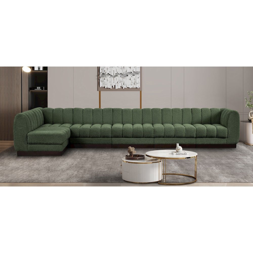 Quinn Green Chenille Fabric Modular Sectional