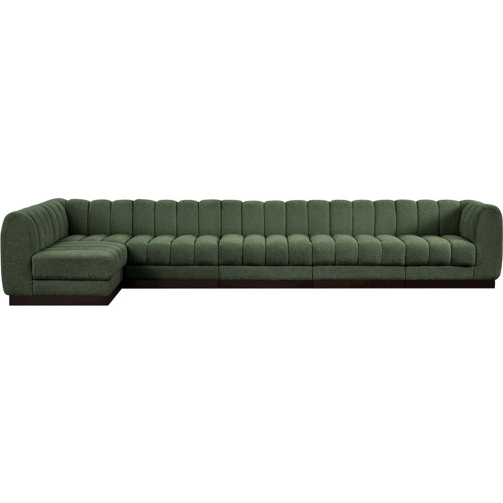 Quinn Green Chenille Fabric Modular Sectional