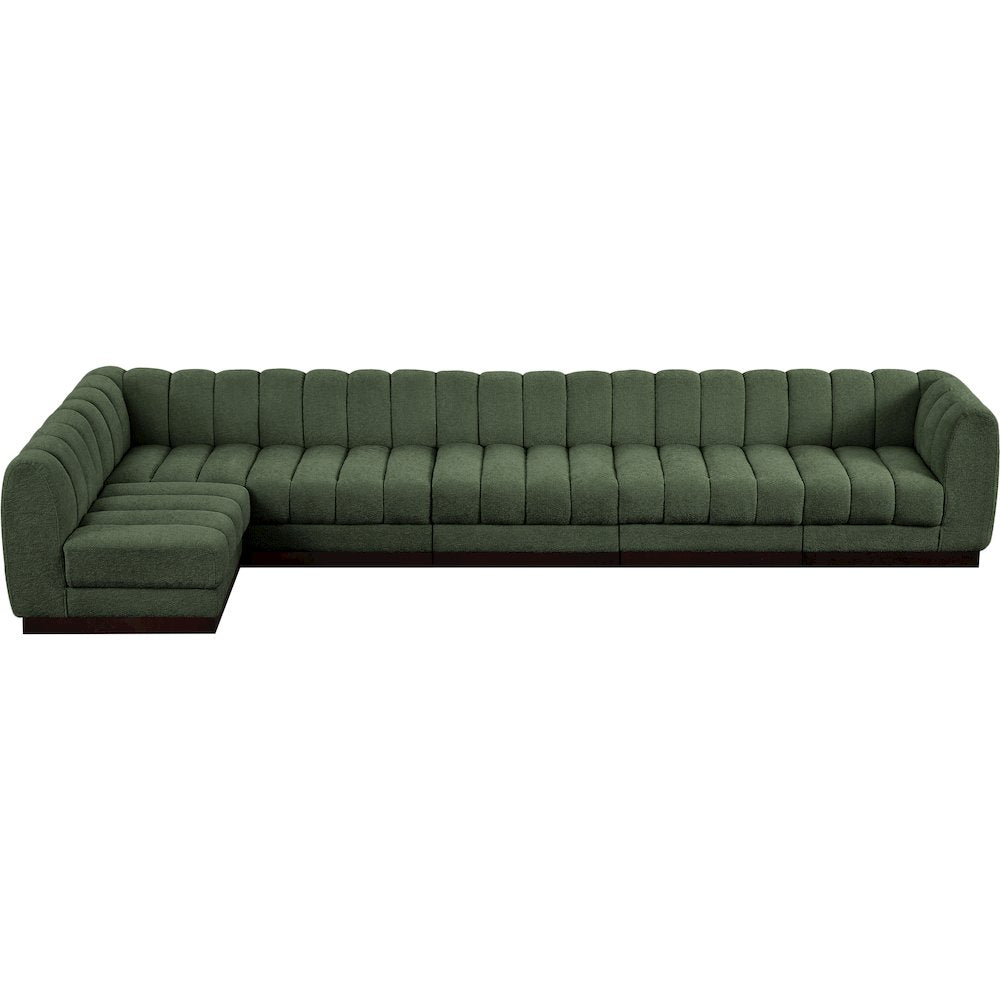 Quinn Green Chenille Fabric Modular Sectional