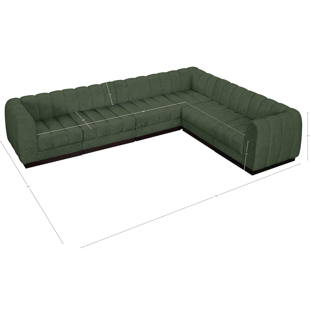 Quinn Green Chenille Fabric Modular Sectional