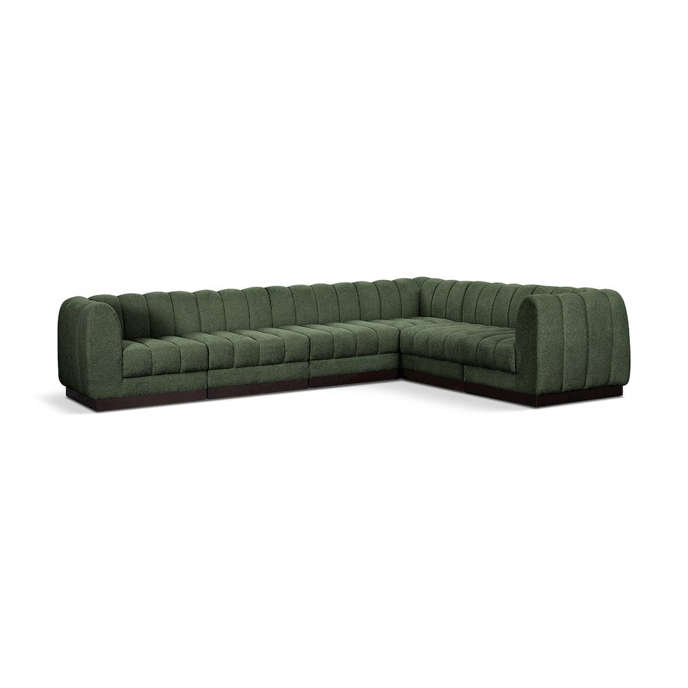 Quinn Green Chenille Fabric Modular Sectional