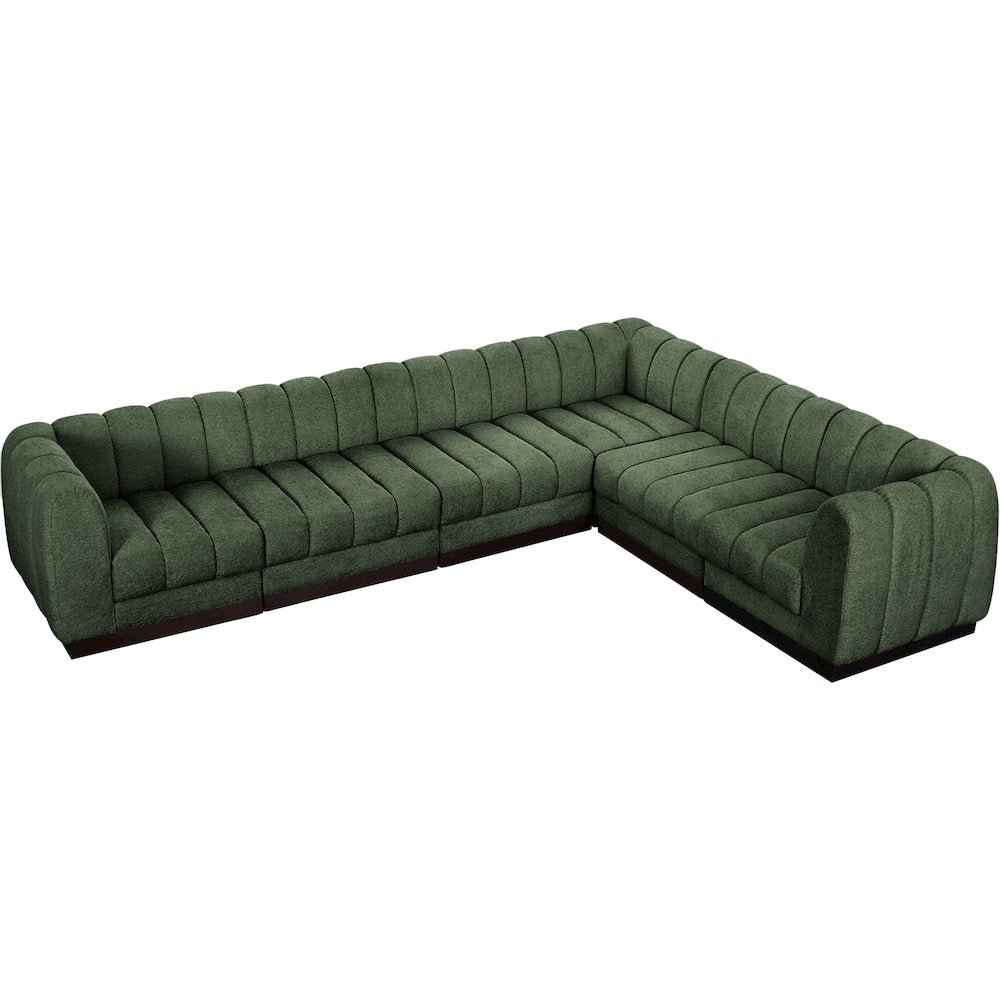 Quinn Green Chenille Fabric Modular Sectional