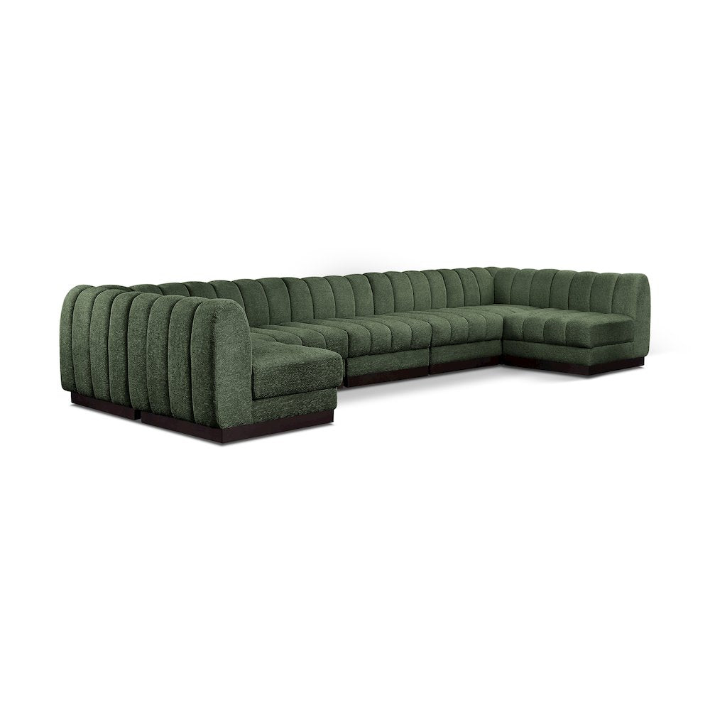 Quinn Green Chenille Fabric Modular Sectional
