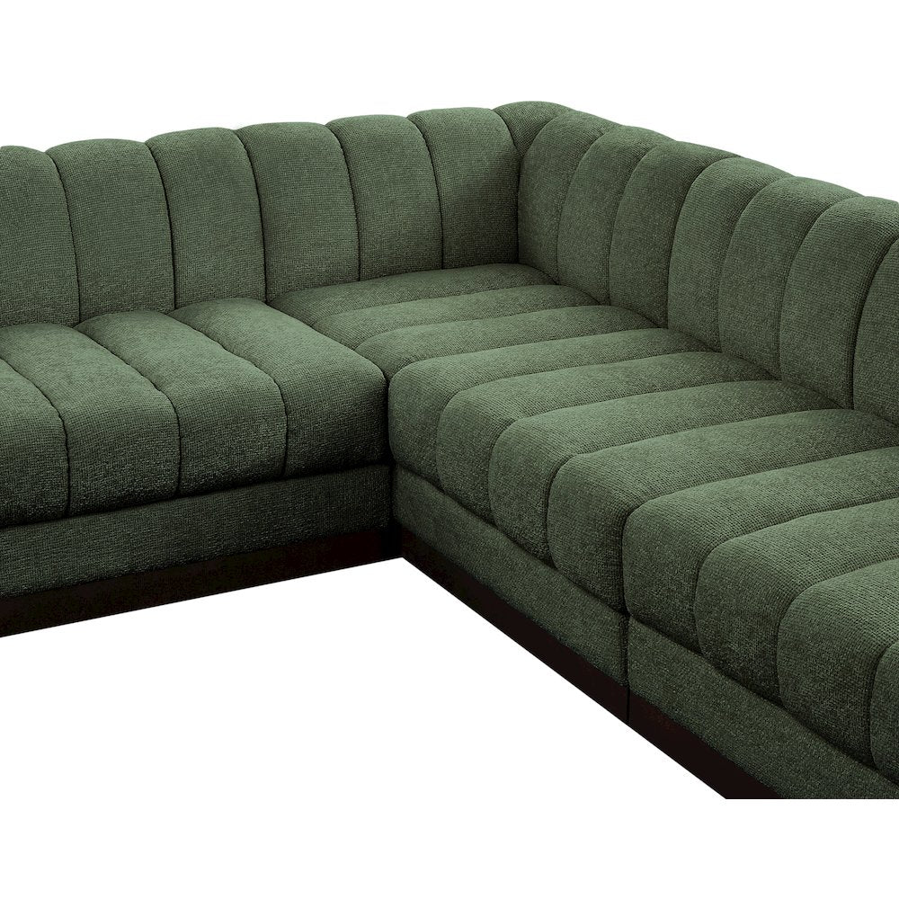 Quinn Green Chenille Fabric Modular Sectional