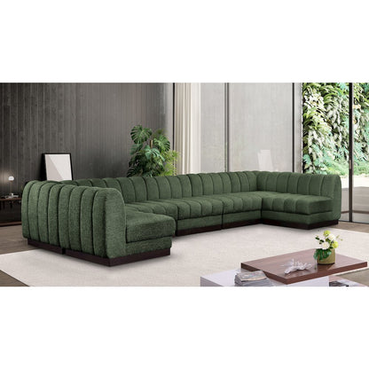 Quinn Green Chenille Fabric Modular Sectional
