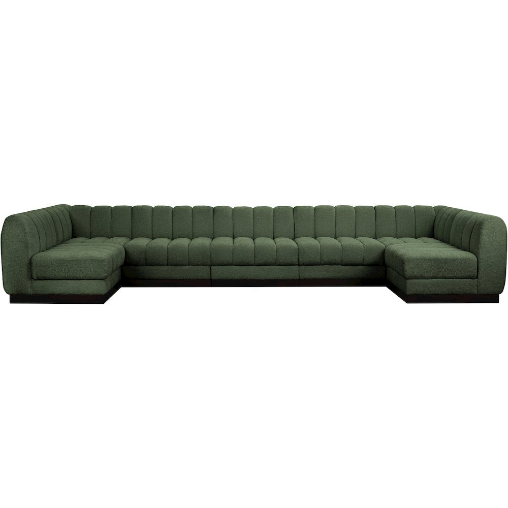 Quinn Green Chenille Fabric Modular Sectional