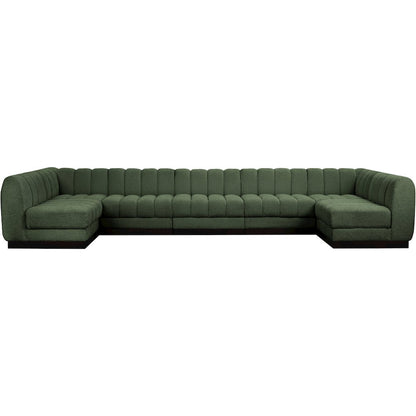 Quinn Green Chenille Fabric Modular Sectional