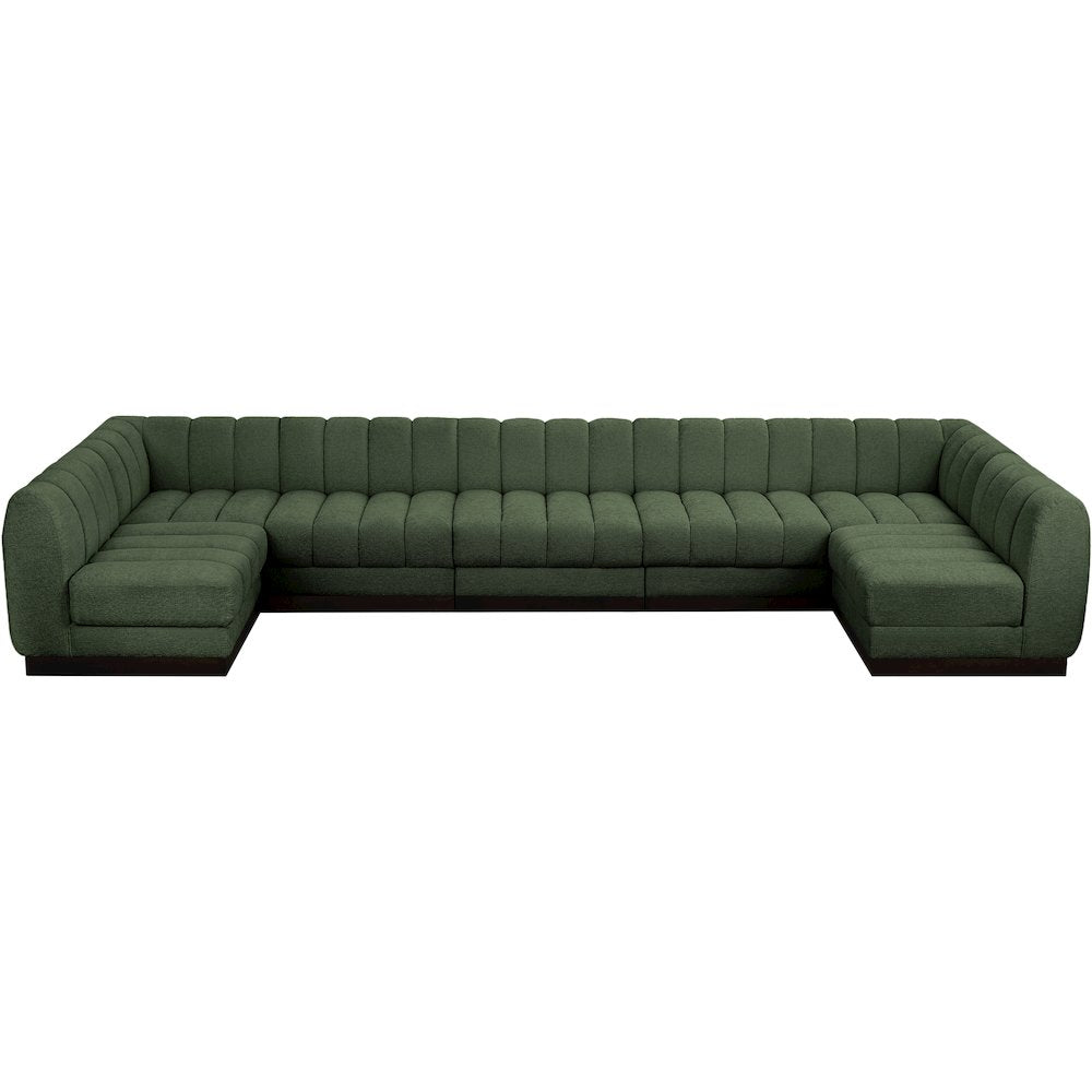 Quinn Green Chenille Fabric Modular Sectional
