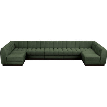Quinn Green Chenille Fabric Modular Sectional