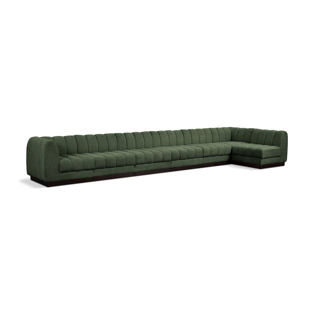 Quinn Green Chenille Fabric Modular Sectional