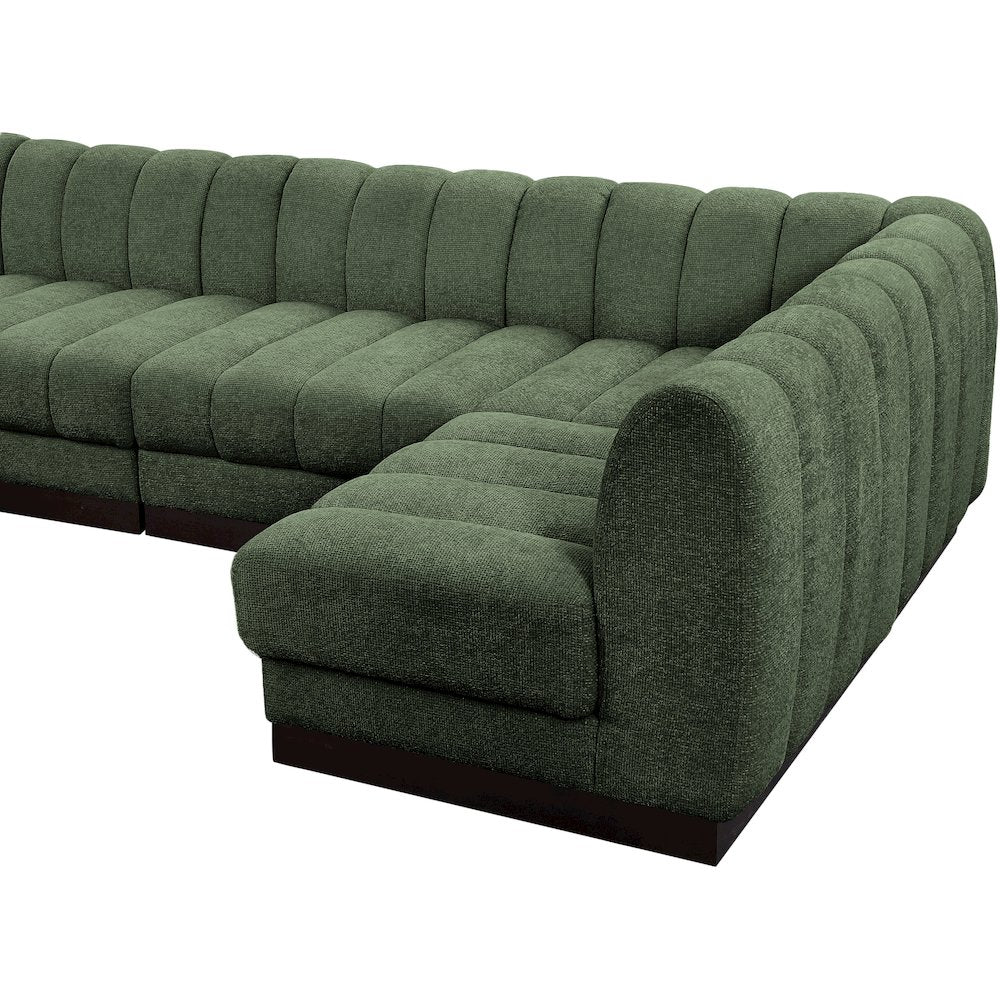 Quinn Green Chenille Fabric Modular Sectional