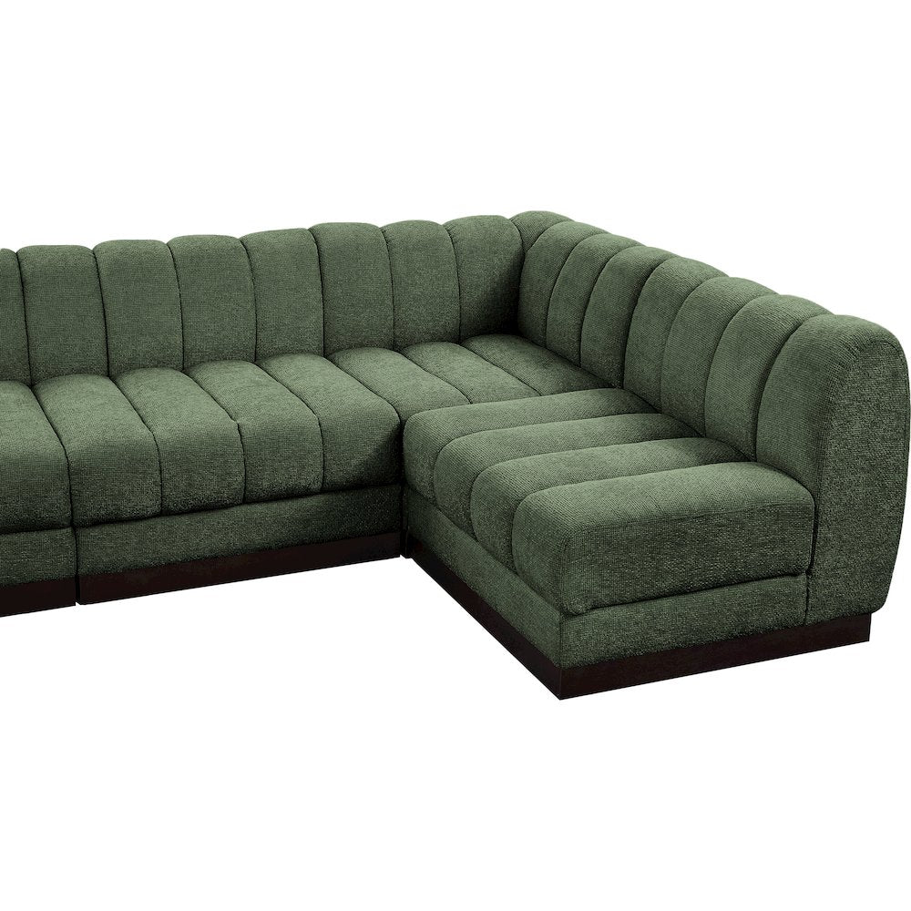 Quinn Green Chenille Fabric Modular Sectional