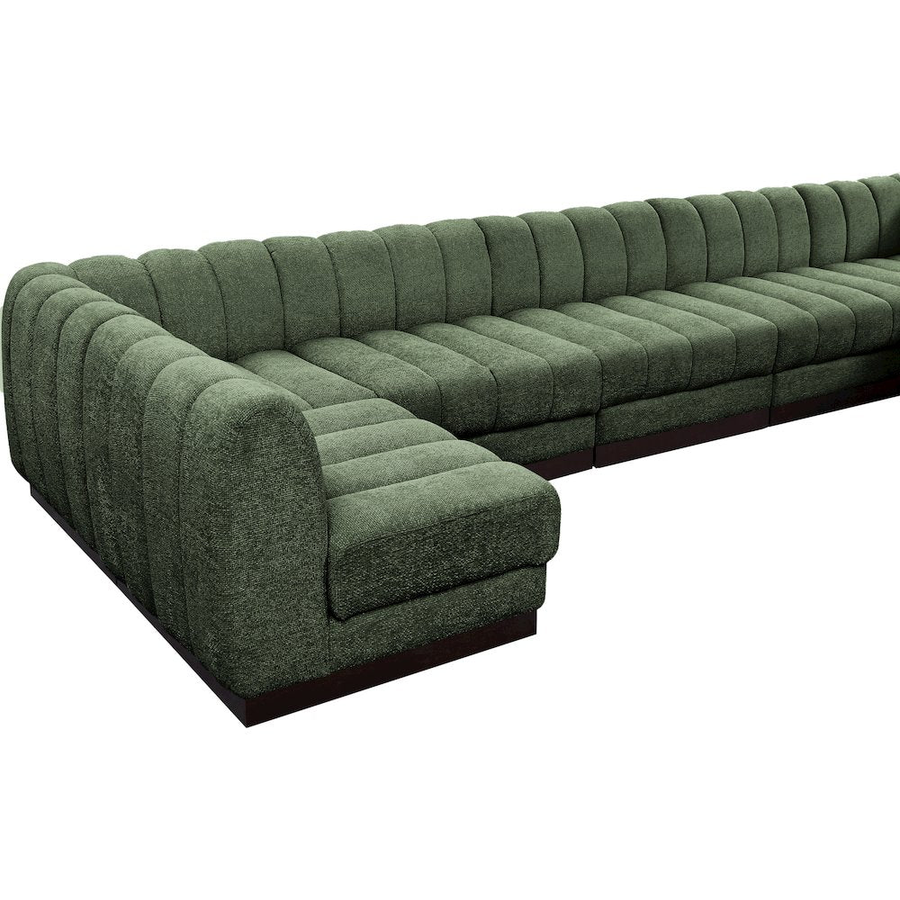 Quinn Green Chenille Fabric Modular Sectional