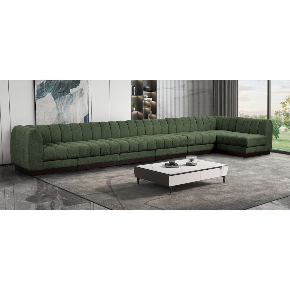 Quinn Green Chenille Fabric Modular Sectional