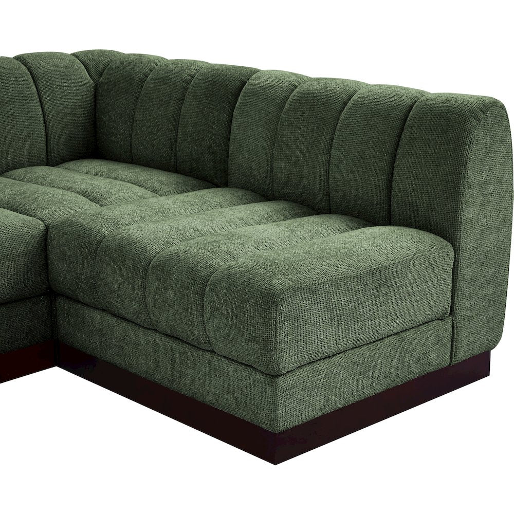 Quinn Green Chenille Fabric Modular Sectional