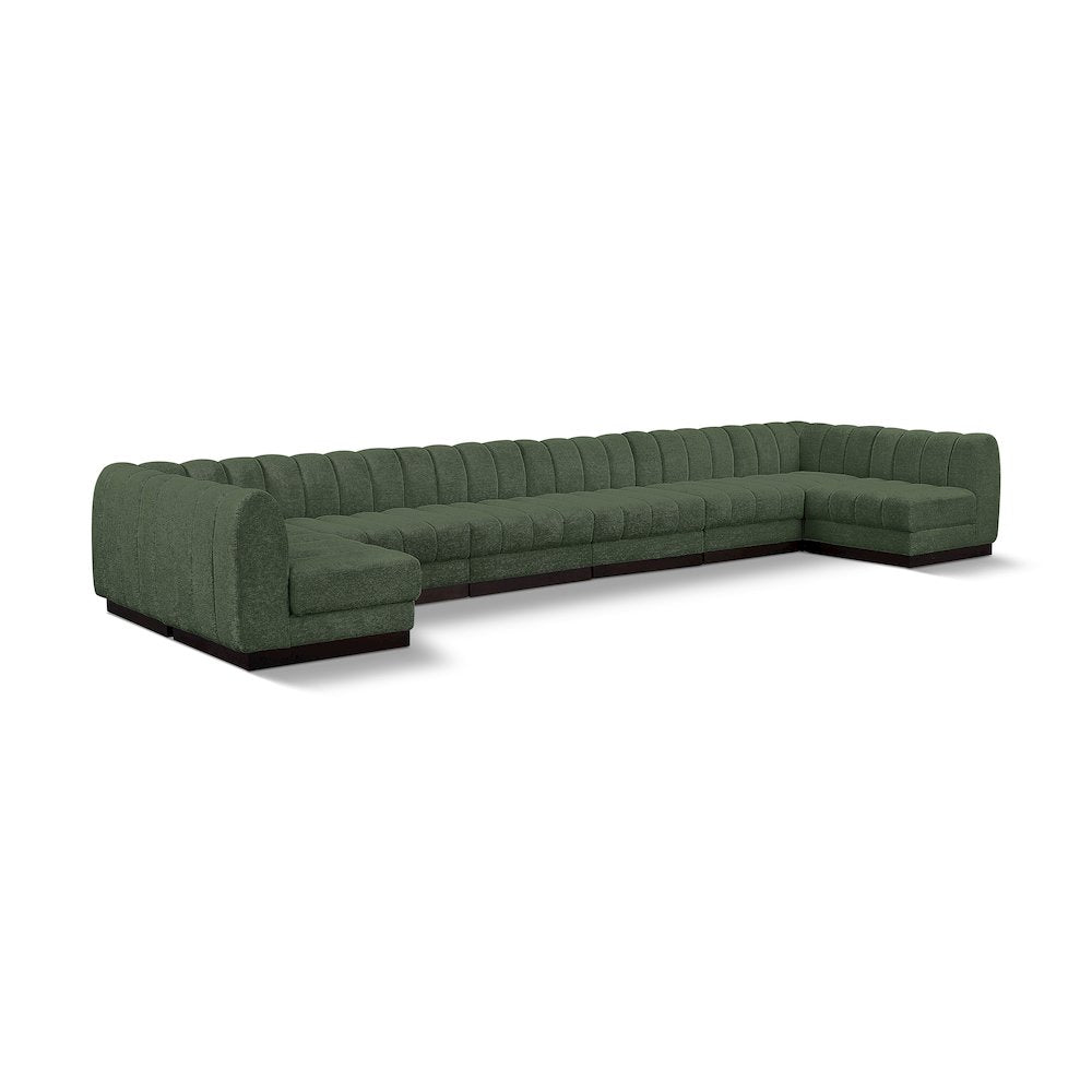 Quinn Green Chenille Fabric Modular Sectional