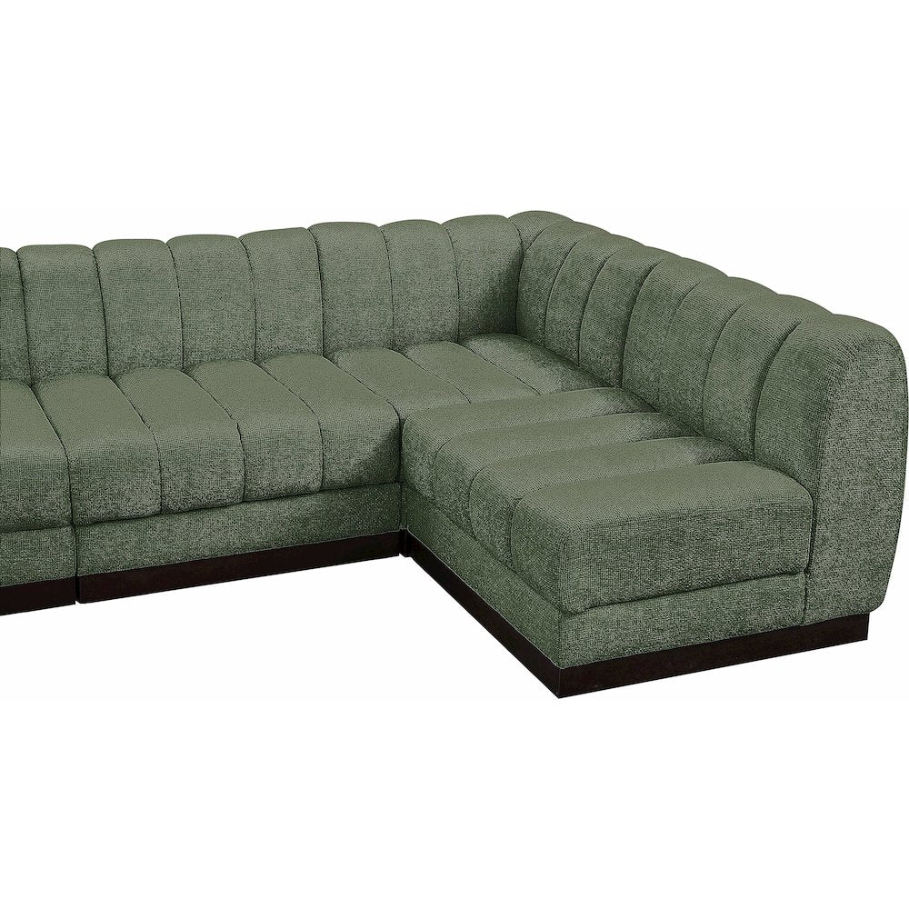 Quinn Green Chenille Fabric Modular Sectional