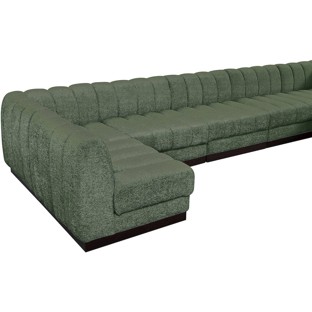 Quinn Green Chenille Fabric Modular Sectional