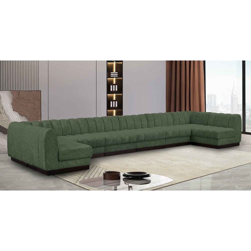 Quinn Green Chenille Fabric Modular Sectional