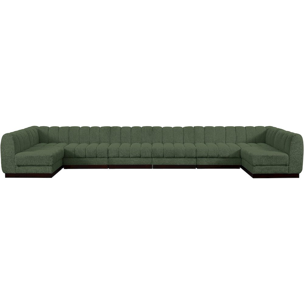 Quinn Green Chenille Fabric Modular Sectional