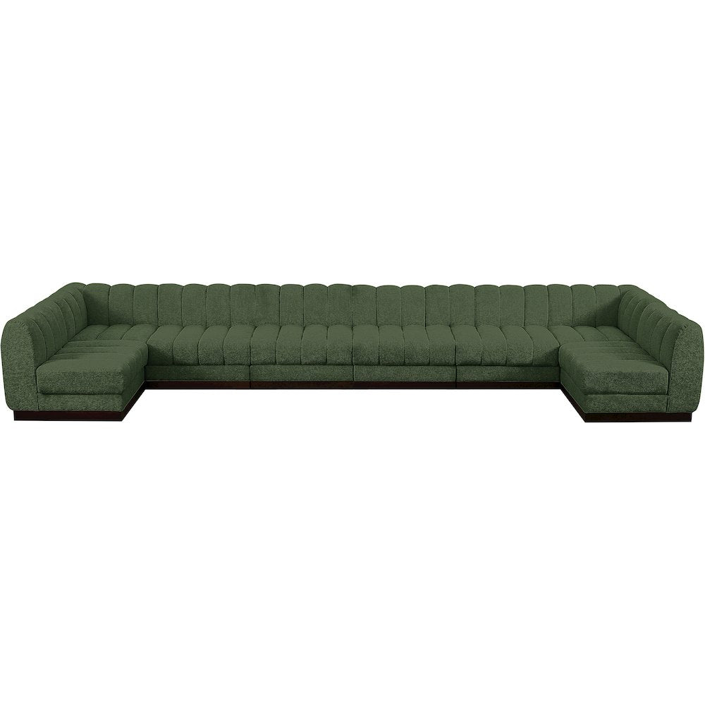 Quinn Green Chenille Fabric Modular Sectional