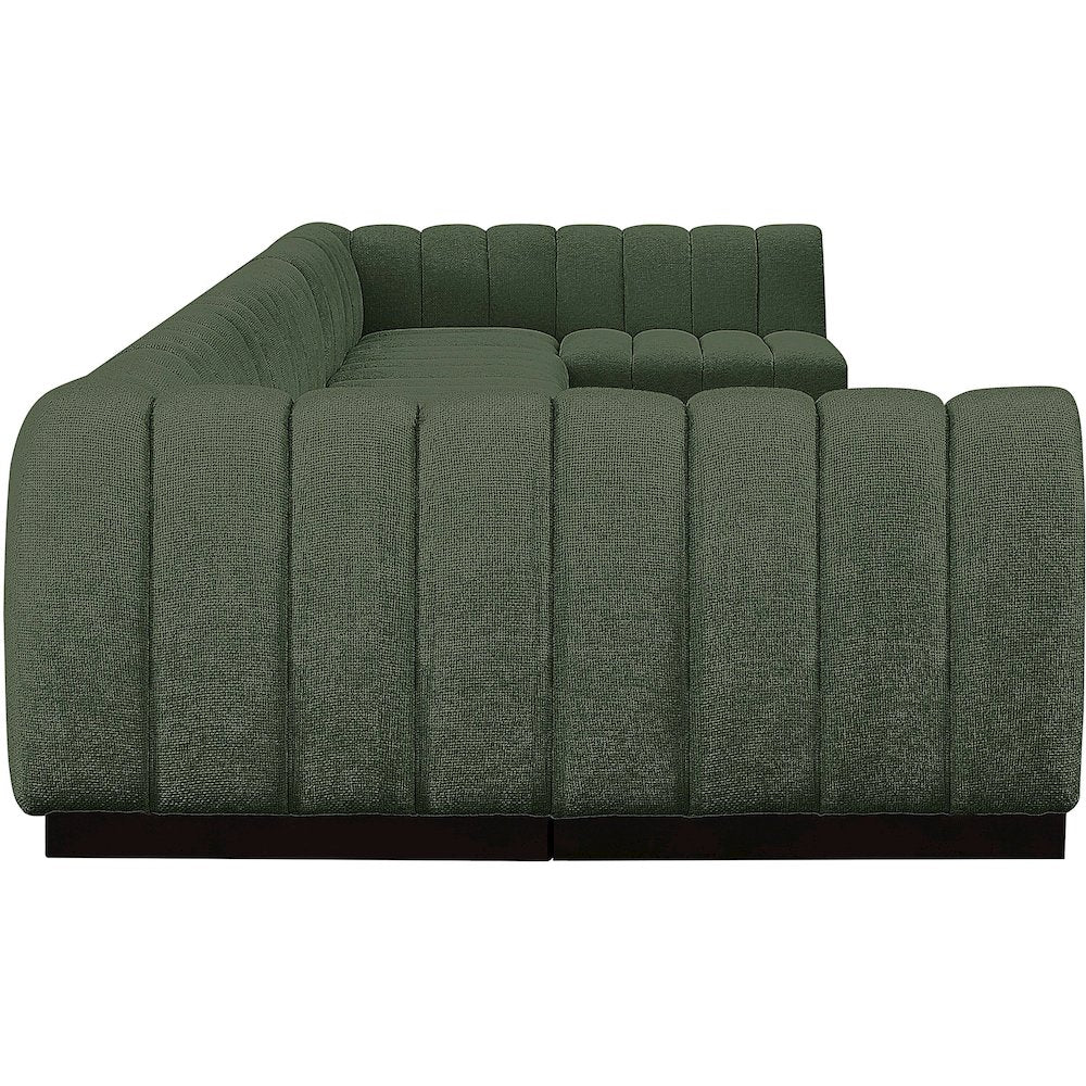 Quinn Green Chenille Fabric Modular Sectional