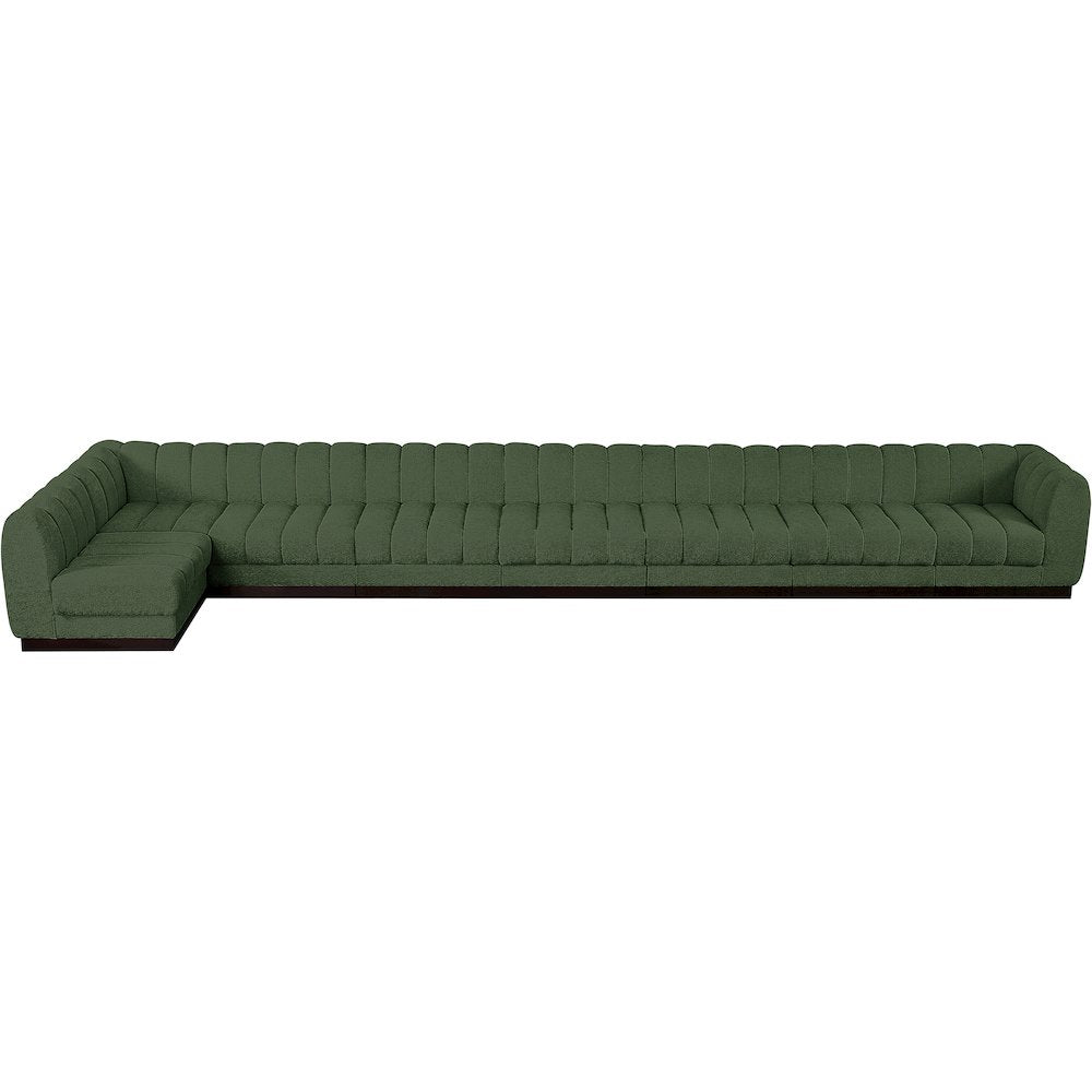 Quinn Green Chenille Fabric Modular Sectional