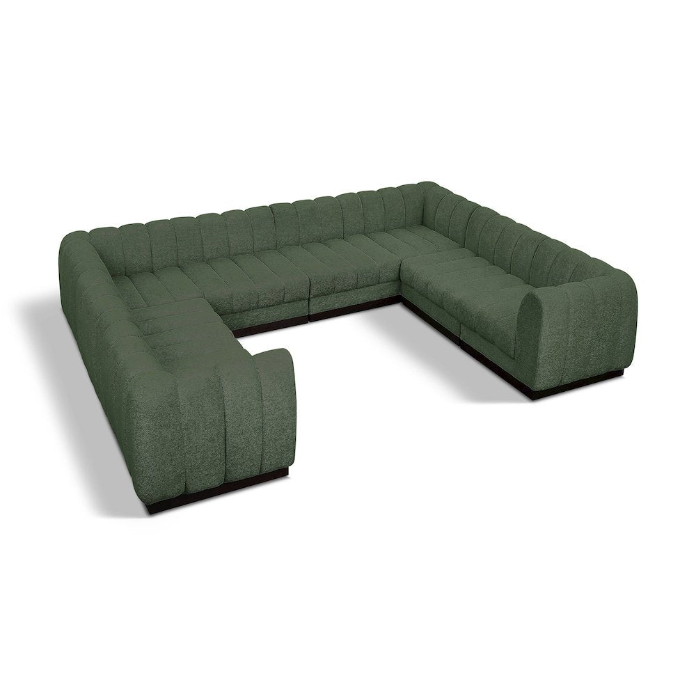Quinn Green Chenille Fabric Modular Sectional