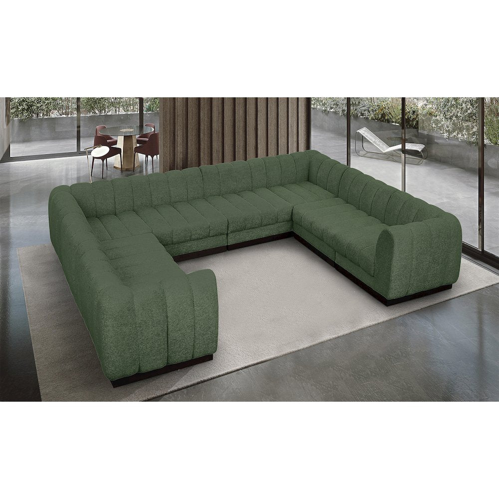 Quinn Green Chenille Fabric Modular Sectional