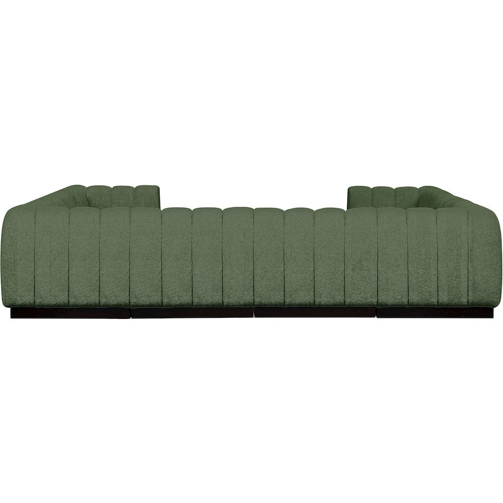 Quinn Green Chenille Fabric Modular Sectional