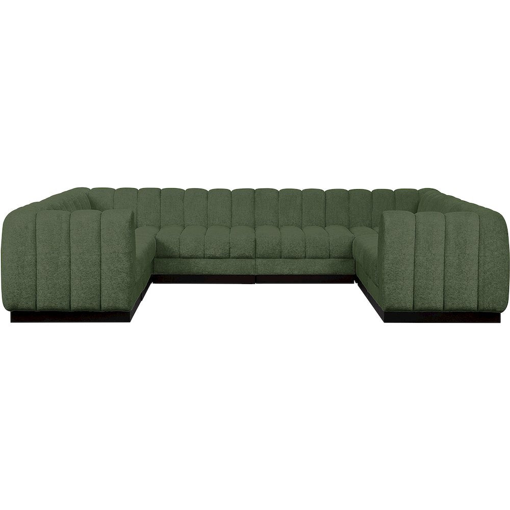 Quinn Green Chenille Fabric Modular Sectional