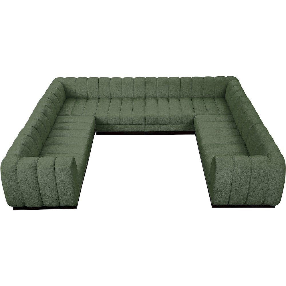 Quinn Green Chenille Fabric Modular Sectional