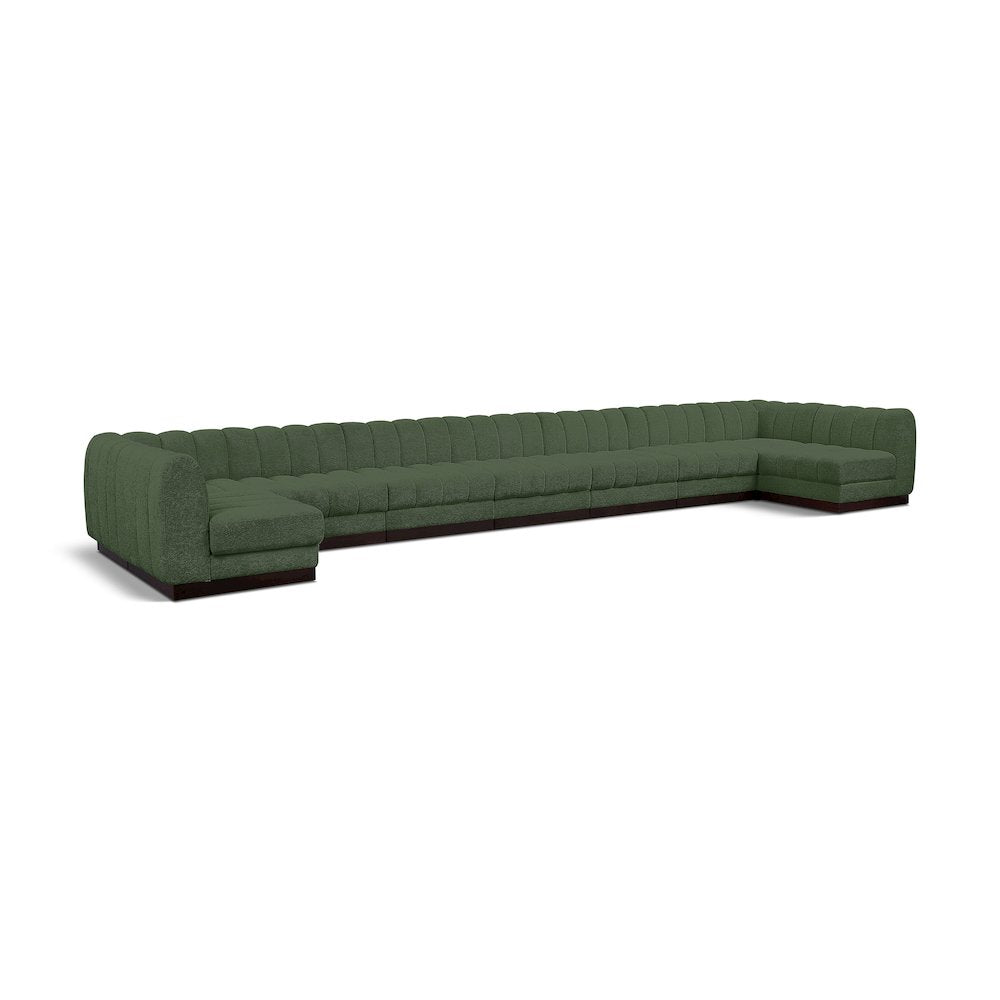 Quinn Green Chenille Fabric Modular Sectional